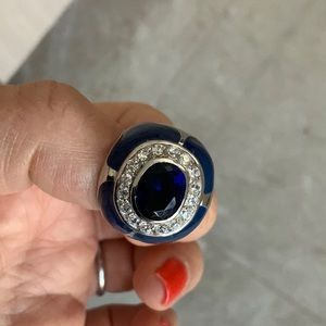 LAUREN G. ADAMS 925 STERLING SILVER & ENAMEL SPH DOME RING